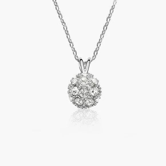 2/$40 Round Platinum Necklace - Ladies Crystal Ball Necklace - Picture 3 of 7